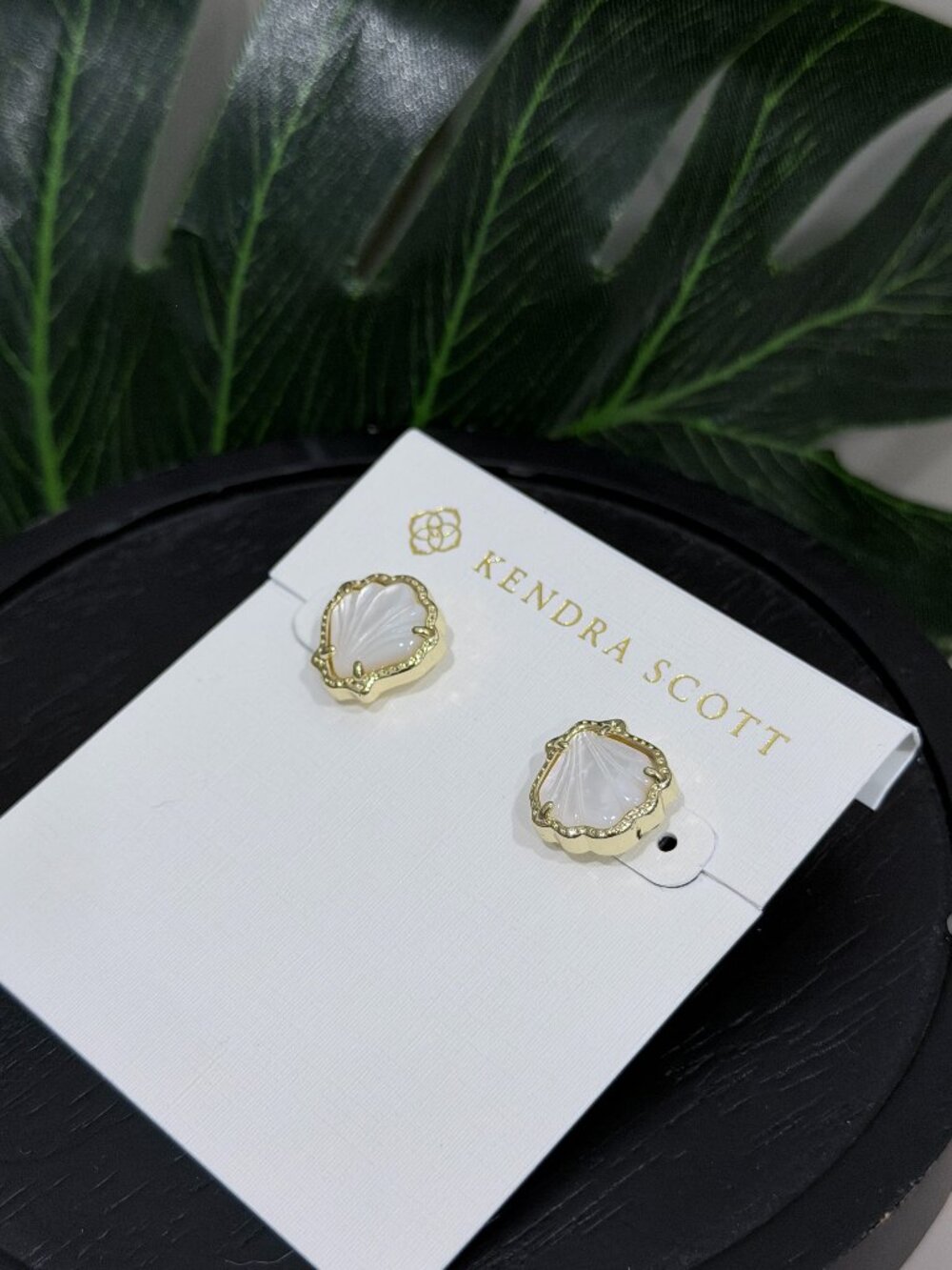 Kendra Scott Women Gold‑Tone Shell‑Shaped Stud Earrings